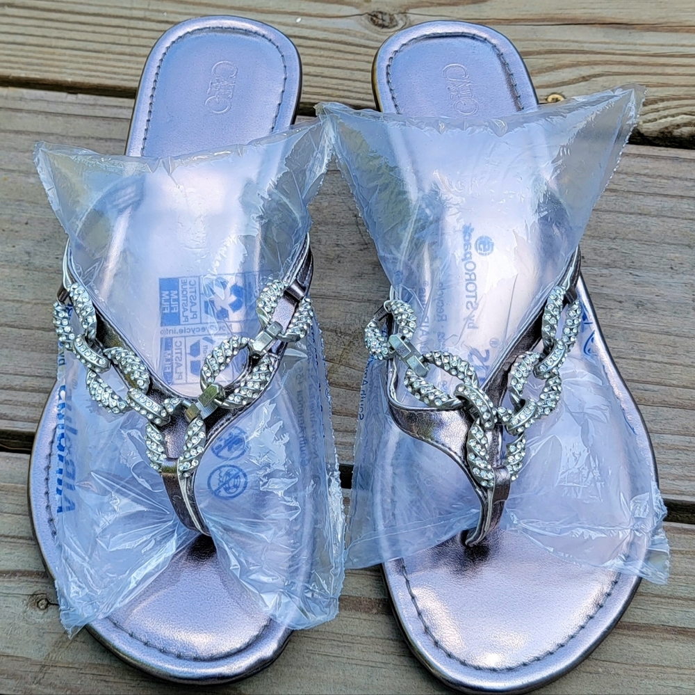 Silver Jeweled Sandals